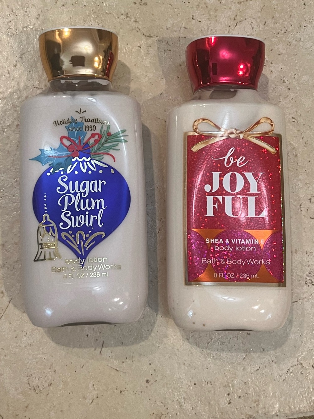 Bath & Body Works Sugar Plum Swirl & Be Joyful Dual Lotions